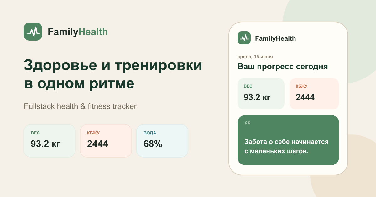 Обложка full-stack приложения FamilyHealth с экраном прогресса